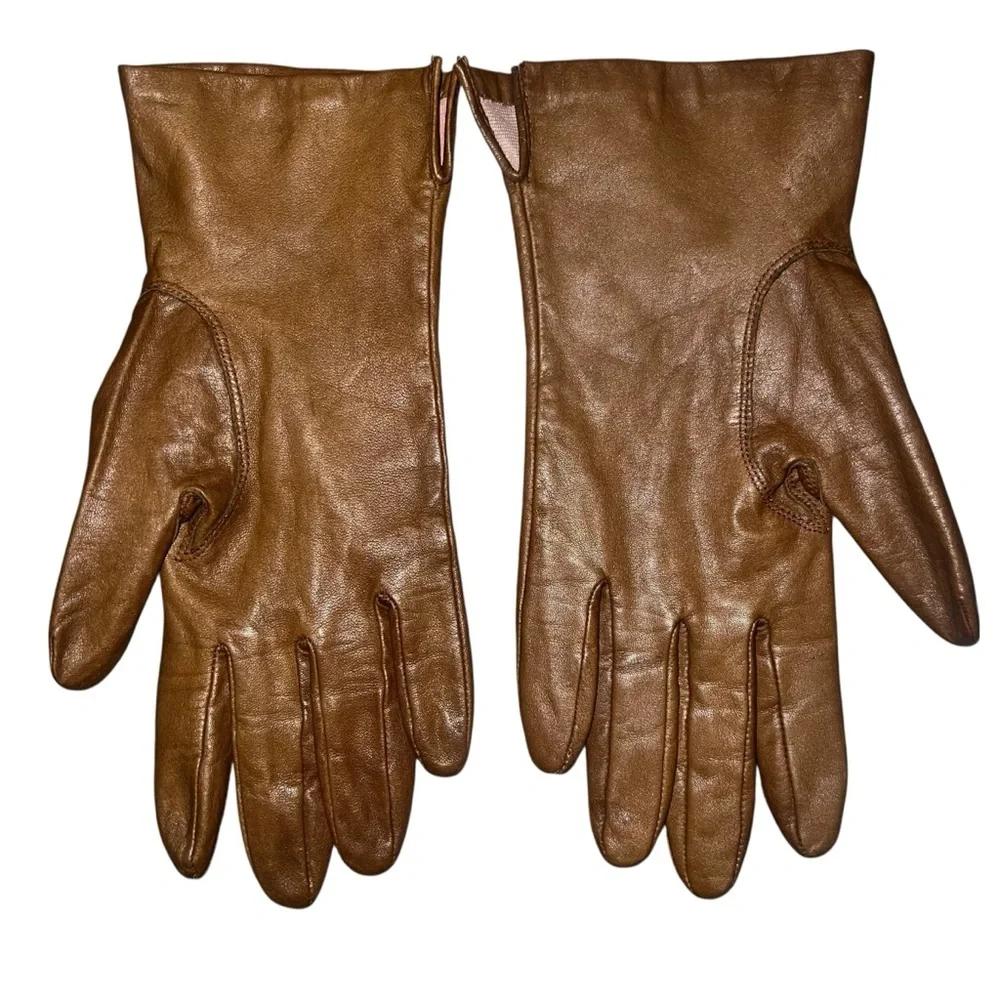 EUC Fownes Vintage Camel Tan Leather Driving Gloves Size 7.5